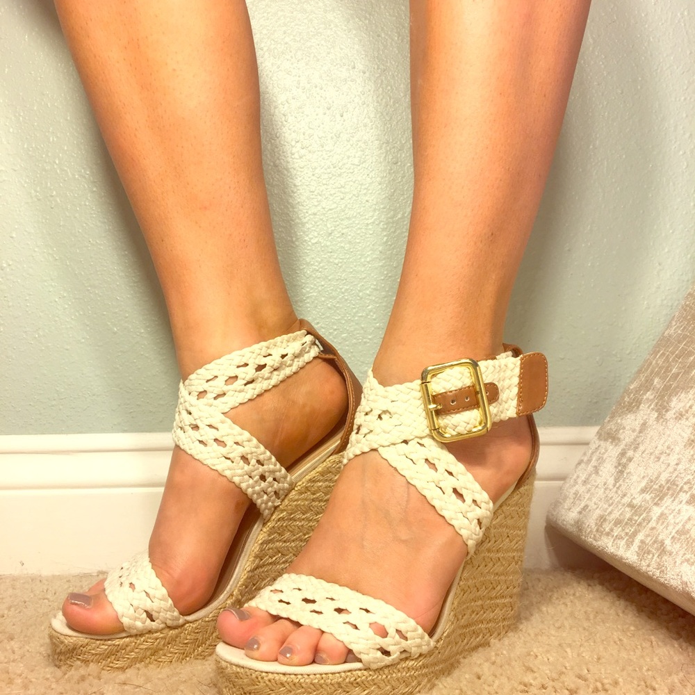 White Crochet Steve Madden Wedges